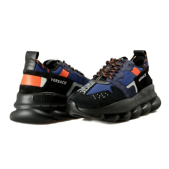 Versace Men's Suede & Leather Chain Reaction Sneakers Shoes US 14 IT 47